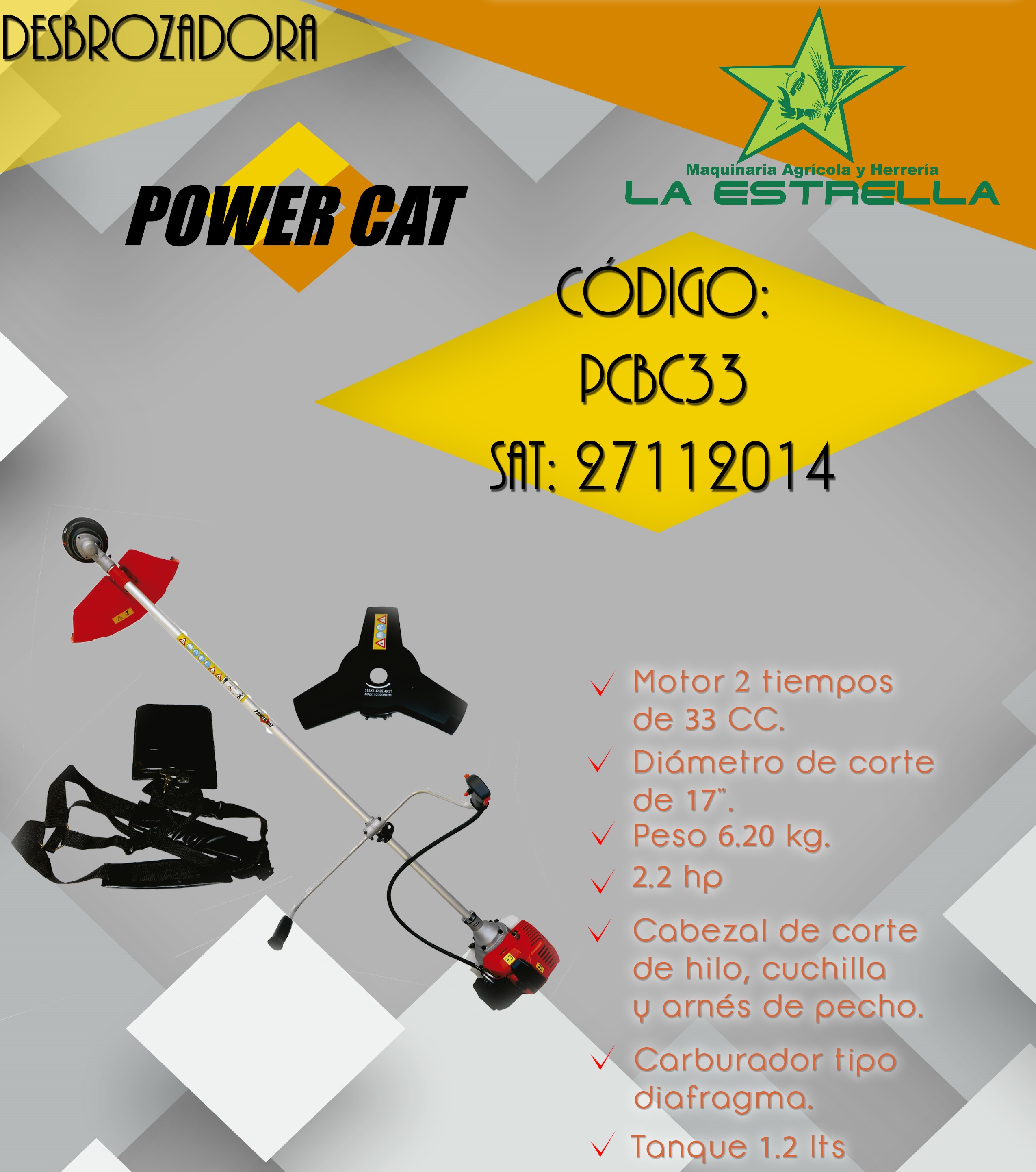 Desbrozadora Power Cat 32.6cc