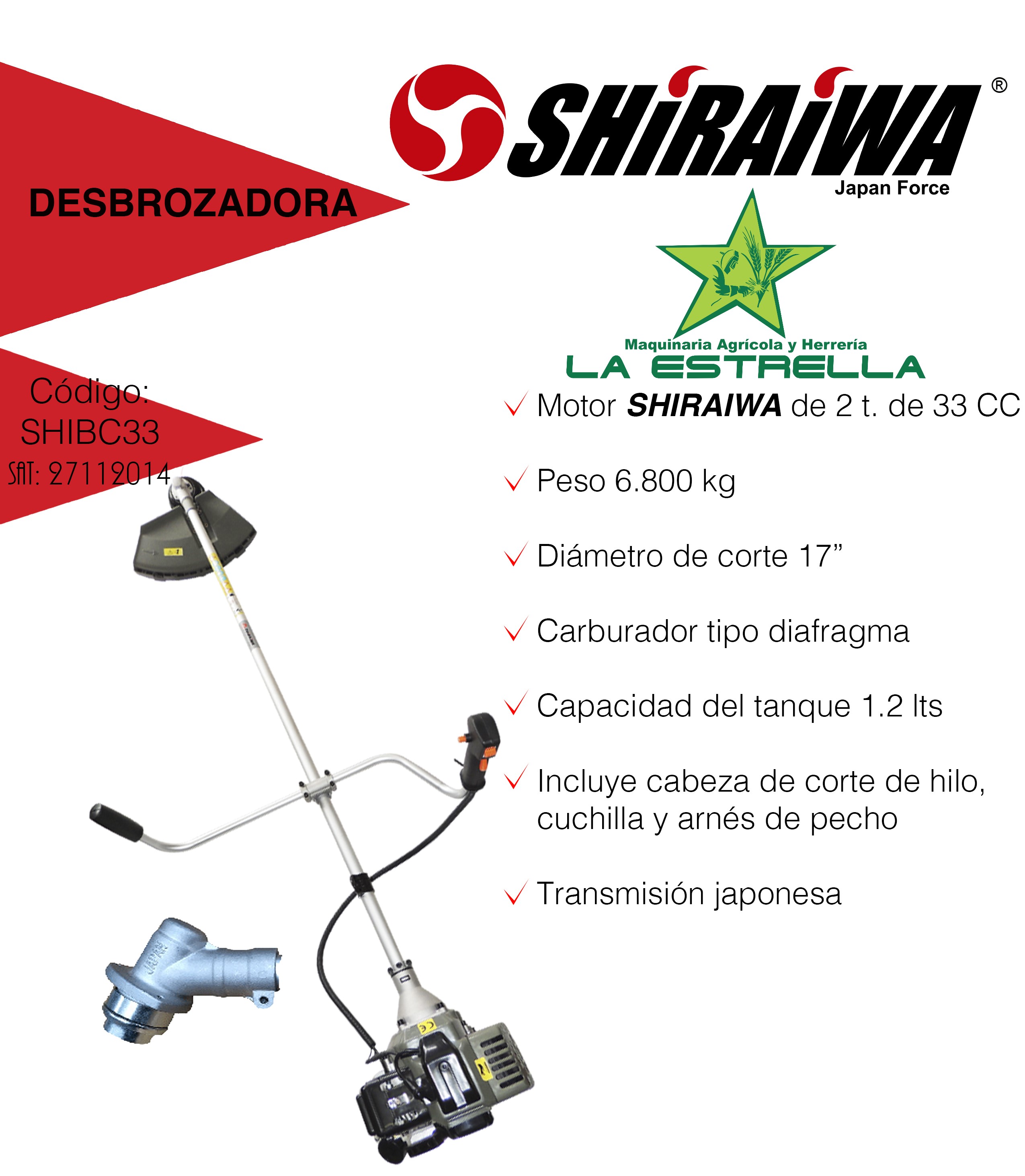 Desbrozadora Shiraiwa SHIBC33