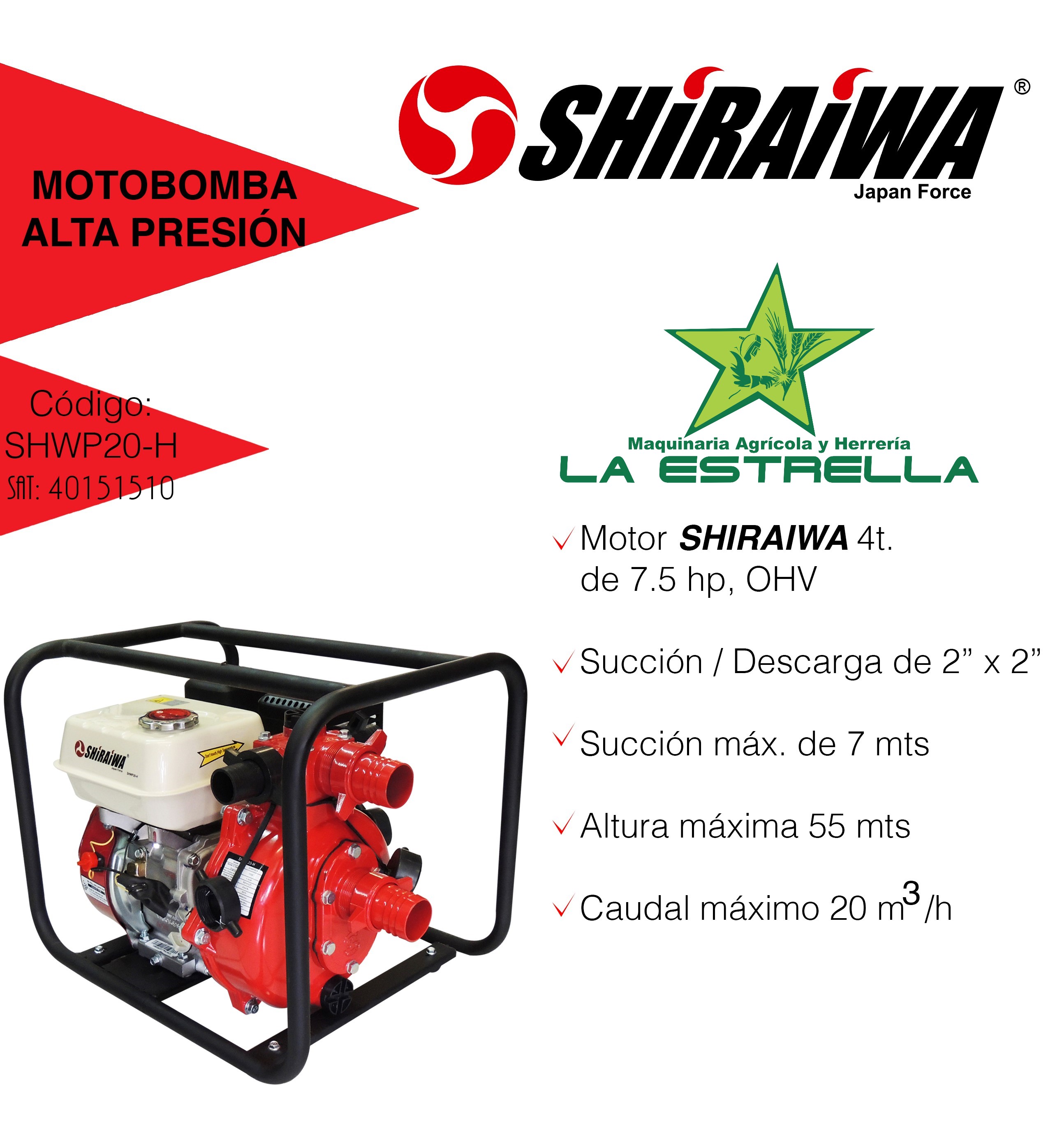 Motobomba Shiraiwa SHWP20-H